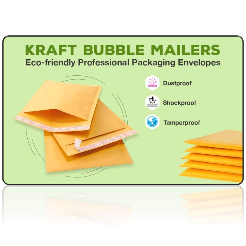 SALES4LESS #0 Kraft Bubble Mailers 6X10 Inches Shipping Padded Envelopes Self Seal Waterproof Cushioned Mailer 10 Pack  KBMVR_6X10-10 - Image 3